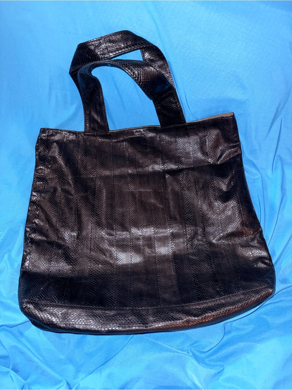 Beirn Vintage Black Land Snake Leather Tote Bag